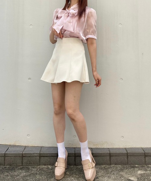 titty＆Co. PETIT by poyo（ティティーアンドコープティバイポヨ）の「【titty&Co.PETIT by POYO】シャイニー刺繍リボンブラウス（シャツ/ブラウス・レディース・ピンク/ホワイト・FREE）」の8枚目の写真