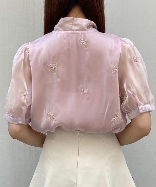 titty＆Co. PETIT by poyo（ティティーアンドコープティバイポヨ）の「【titty&Co.PETIT by POYO】シャイニー刺繍リボンブラウス（シャツ/ブラウス・レディース・ピンク/ホワイト・FREE）」の9枚目の写真