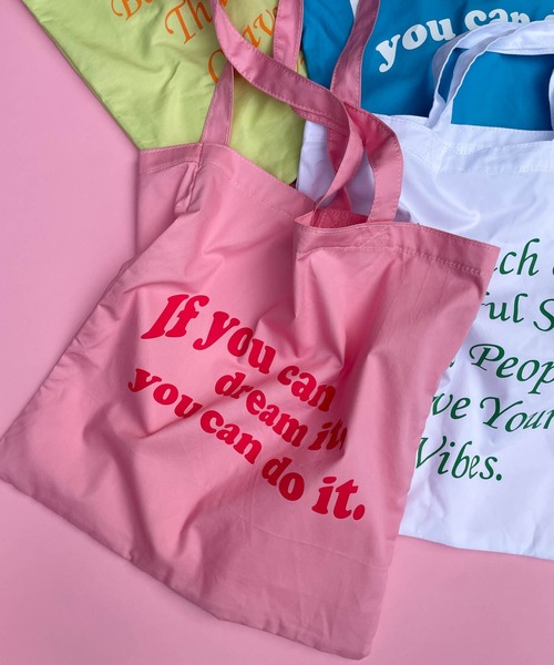 WEGO（ウィゴー）の「WEGO/【一部店舗限定】ロゴペラトート（トートバッグ・レディース・ブルー/ライム/ピンク/ホワイト・FREE）」の4枚目の写真