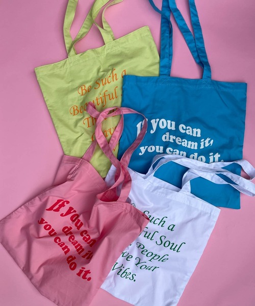 WEGO（ウィゴー）の「WEGO/【一部店舗限定】ロゴペラトート（トートバッグ・レディース・ブルー/ライム/ピンク/ホワイト・FREE）」の5枚目の写真