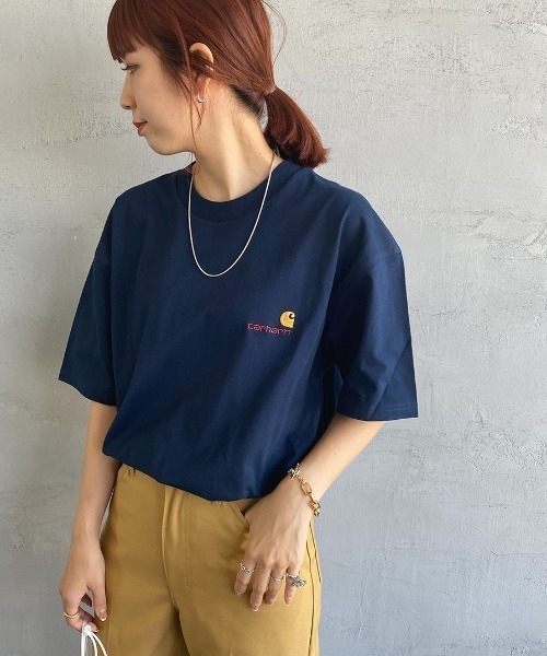 Carhartt WIP（カーハートダブリューアイピー）の「[carhartt WIP/カーハートダブリューアイピー] AMERICAN SCRIPT ワンポイントロゴ刺繍Tシャツ（Tシャツ/カットソー・レディース・ブラック/グレー/ナチュラル/ホワイト/ブラウン/グリーン/ネイビー・L/M/XL/XS/S）」の7枚目の写真