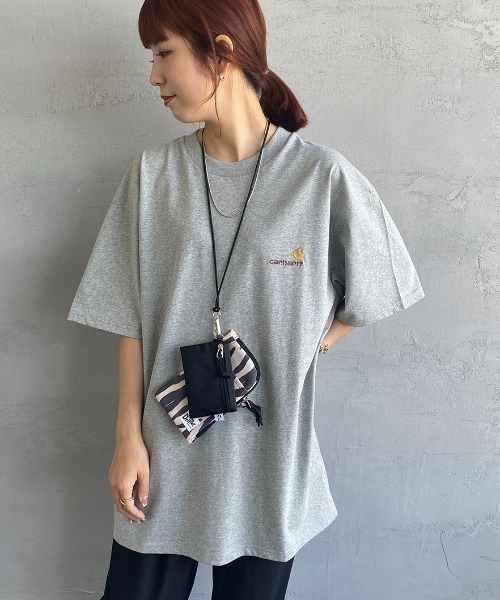 Carhartt WIP（カーハートダブリューアイピー）の「[carhartt WIP/カーハートダブリューアイピー] AMERICAN SCRIPT ワンポイントロゴ刺繍Tシャツ（Tシャツ/カットソー・レディース・ブラック/グレー/ナチュラル/ホワイト/ブラウン/グリーン/ネイビー・L/M/XL/XS/S）」の4枚目の写真