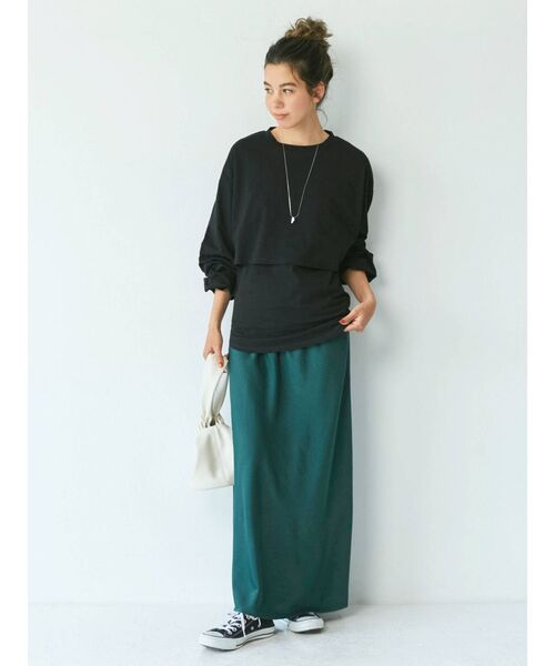 Ungrid(アングリッド)の「レイヤードバックオープンTee(Tシャツ/カットソー・レディース・グリーン/オフホワイト/ブラック・FREE)」の18枚目の写真