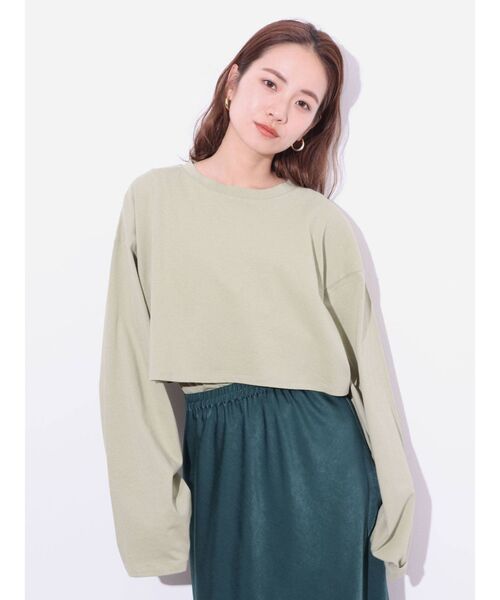 Ungrid(アングリッド)の「レイヤードバックオープンTee(Tシャツ/カットソー・レディース・グリーン/オフホワイト/ブラック・FREE)」の14枚目の写真