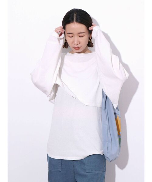 Ungrid(アングリッド)の「レイヤードバックオープンTee(Tシャツ/カットソー・レディース・グリーン/オフホワイト/ブラック・FREE)」の11枚目の写真