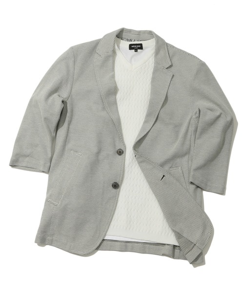 MEN'S BIGI（メンズビギ）の「ハニカムボーダーカットジャケット（テーラードジャケット・メンズ・ホワイト/ネイビー・01/02/03/04）」の10枚目の写真