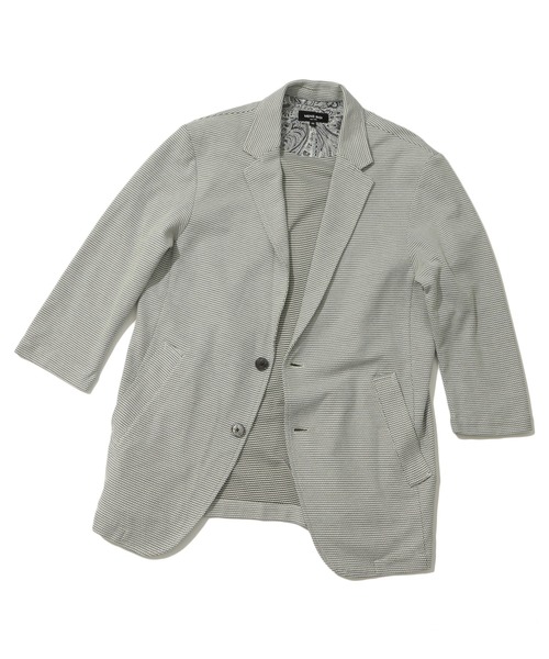 MEN'S BIGI（メンズビギ）の「ハニカムボーダーカットジャケット（テーラードジャケット・メンズ・ホワイト/ネイビー・01/02/03/04）」の12枚目の写真