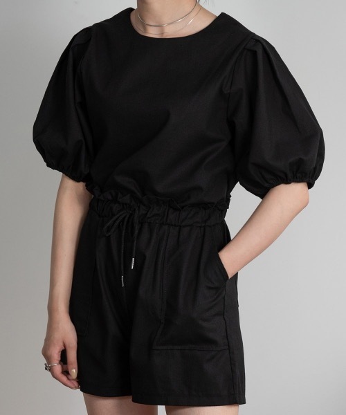 Amiur(エミレ)の「puff sleeve lady like set up(セットアップ・レディース・ベージュ/ブラック・FREE)」の10枚目の写真