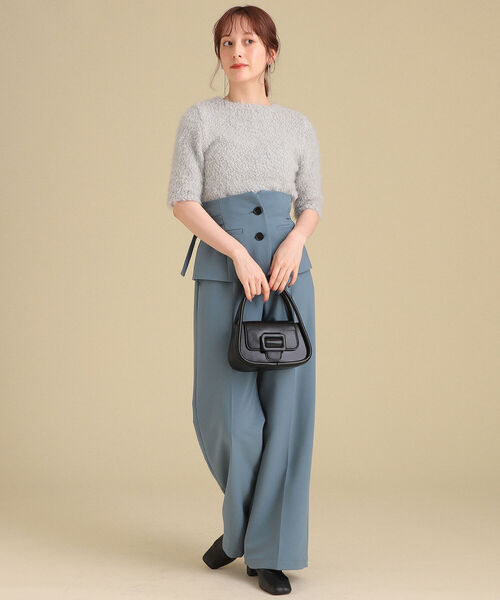 Ray BEAMS(レイビームス)の「Ray BEAMS / フェザー ラメ ハーフスリーブ クルーネック ニット(ニット/セーター・レディース・ライトグレー/パープル系その他2・ONE SIZE)」の17枚目の写真