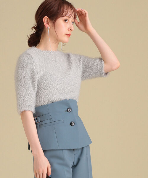 エミ ラメフェザーハーフスリーブニットトップス emmi emmi エミ