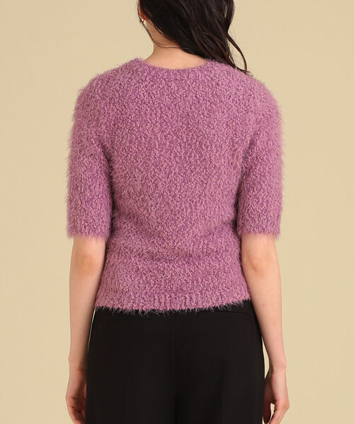 Ray BEAMS(レイビームス)の「Ray BEAMS / フェザー ラメ ハーフスリーブ クルーネック ニット(ニット/セーター・レディース・ライトグレー/パープル系その他2・ONE SIZE)」の6枚目の写真