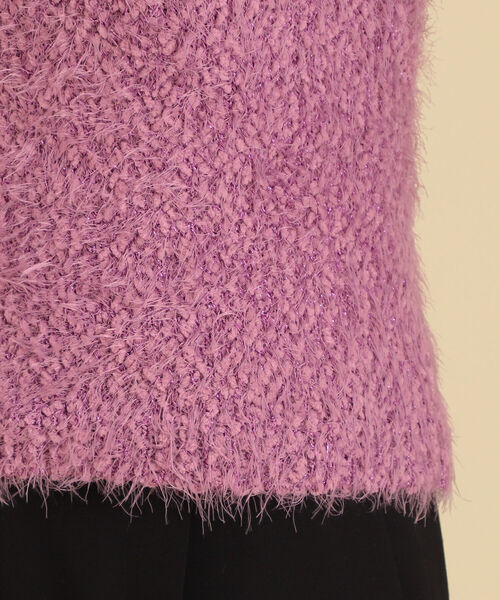 Ray BEAMS(レイビームス)の「Ray BEAMS / フェザー ラメ ハーフスリーブ クルーネック ニット(ニット/セーター・レディース・ライトグレー/パープル系その他2・ONE SIZE)」の10枚目の写真