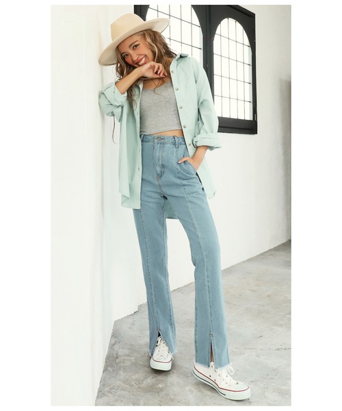 anap mimpi(アナップミンピ)の「センターライン裾スリットデニムパンツ(デニムパンツ・レディース・ブルー・S/M)」の8枚目の写真