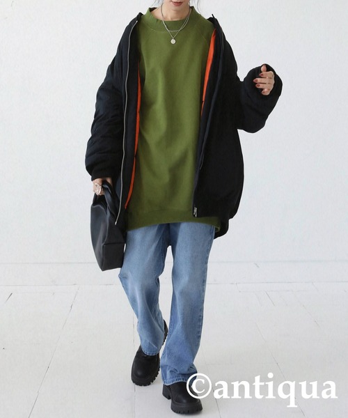 antiqua(アンティカ)の「コクーン裏毛トップス(スウェット・レディース・ピンク/アッシュグレー/カーキ/ブラック/グレイッシュベージュ・FREE)」の16枚目の写真