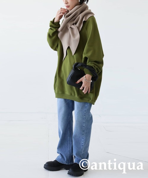 antiqua(アンティカ)の「コクーン裏毛トップス(スウェット・レディース・ピンク/アッシュグレー/カーキ/ブラック/グレイッシュベージュ・FREE)」の15枚目の写真