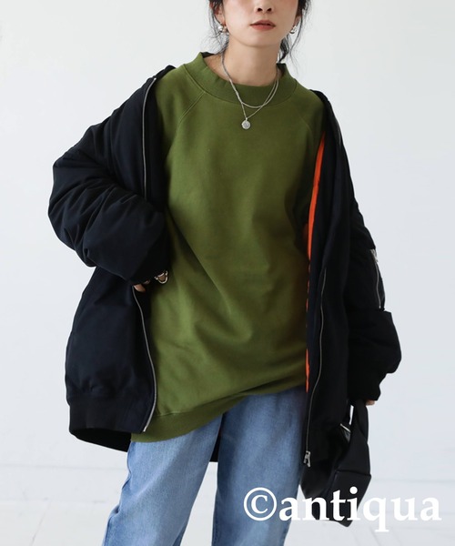 antiqua(アンティカ)の「コクーン裏毛トップス(スウェット・レディース・ピンク/アッシュグレー/カーキ/ブラック/グレイッシュベージュ・FREE)」の17枚目の写真