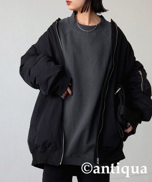 antiqua(アンティカ)の「コクーン裏毛トップス(スウェット・レディース・ピンク/アッシュグレー/カーキ/ブラック/グレイッシュベージュ・FREE)」の10枚目の写真