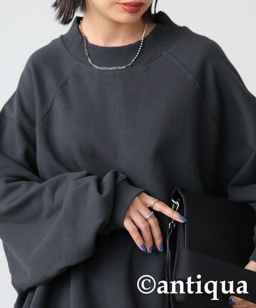 antiqua(アンティカ)の「コクーン裏毛トップス(スウェット・レディース・ピンク/アッシュグレー/カーキ/ブラック/グレイッシュベージュ・FREE)」の7枚目の写真