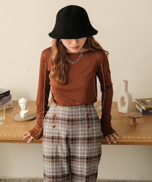 Bab(バブ)の「ニットチューリップハット(ハット・レディース・ブラック/オフホワイト/オレンジ・ONESIZE)」の9枚目の写真