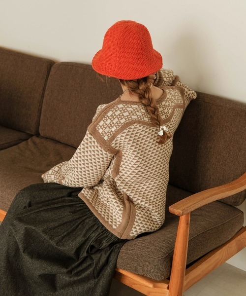 Bab(バブ)の「ニットチューリップハット(ハット・レディース・ブラック/オフホワイト/オレンジ・ONESIZE)」の12枚目の写真