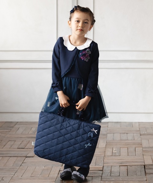 パンパンチュチュ お花とリボンのフォーマルセットアップ ネイビー