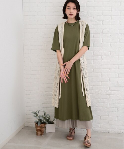 SHOO・LA・RUE（シューラルー）の「◆【SHOO ICE】マキシ丈Tシャツワンピース（ワンピース・レディース・オリーブ/ブラック/ブルー/ピンク系・00）」の13枚目の写真