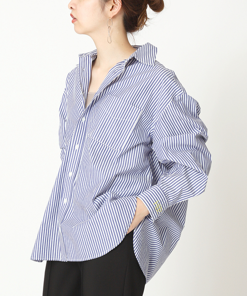 新品 B.C STOCK ベーセーストック ストライプ シャツ ブラウス セール】レースアップブラウス（シャツ/ブラウス）｜B.C STOCK