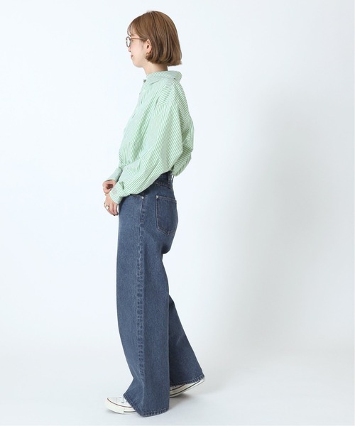 B.C STOCK（ベーセーストック）の「ストライプオーバーシャツ（シャツ/ブラウス・レディース・パープル/グリーン/ブルー・FREE）」の6枚目の写真