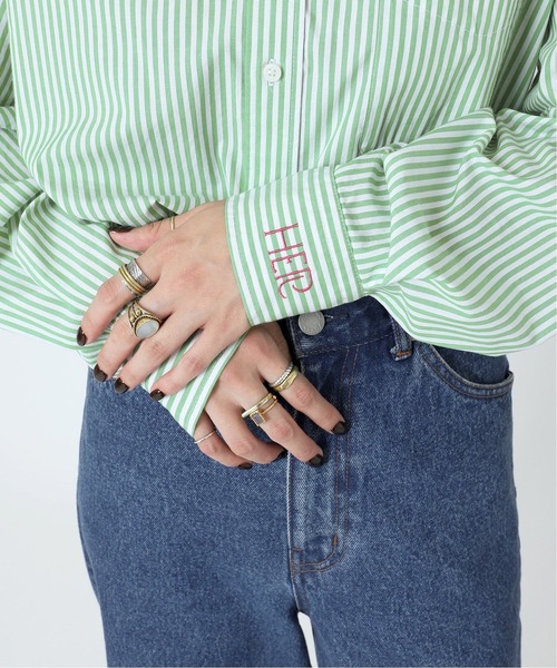 B.C STOCK（ベーセーストック）の「ストライプオーバーシャツ（シャツ/ブラウス・レディース・パープル/グリーン/ブルー・FREE）」の8枚目の写真