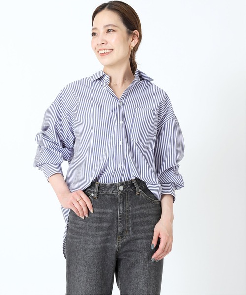 B.C STOCK（ベーセーストック）の「ストライプオーバーシャツ（シャツ/ブラウス・レディース・パープル/グリーン/ブルー・FREE）」の9枚目の写真