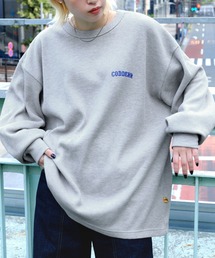 【CODDERR】アーチロゴ刺繍 ビッグシルエットワッフル長袖Tシャツ