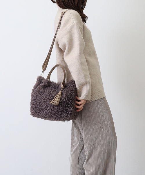 COOCO（クーコ）の「クルクルエコファー２ＷＡＹトートバッグ（トートバッグ・レディース・オフホワイト/ピンクベージュ/ブルーグリーン/ブラウン/グレー・9）」の13枚目の写真