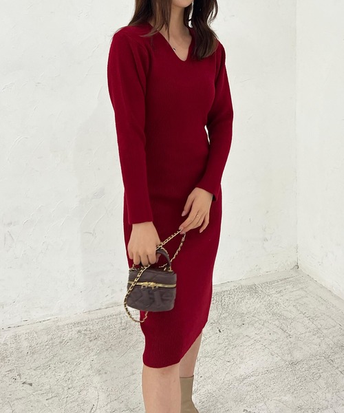 Lamoa(ラモア)の「Lamoa/ボリュームスリーブ ニット ワンピース(ワンピース・レディース・ホワイト/レッド/ブラック・FREE)」の3枚目の写真