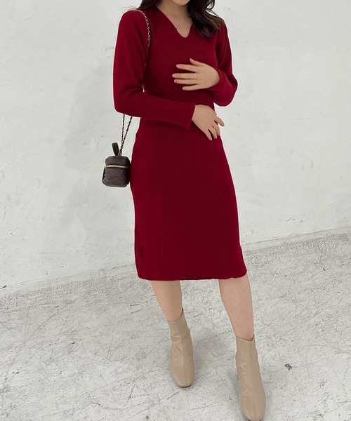 Lamoa(ラモア)の「Lamoa/ボリュームスリーブ ニット ワンピース(ワンピース・レディース・ホワイト/レッド/ブラック・FREE)」の11枚目の写真