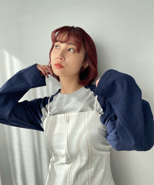 SANSeLF（サンセルフ）の「デザインラグラントップス【SANSeLF】sanw22a072（Tシャツ/カットソー・レディース・ネイビー/ベージュ・FREE）」の21枚目の写真