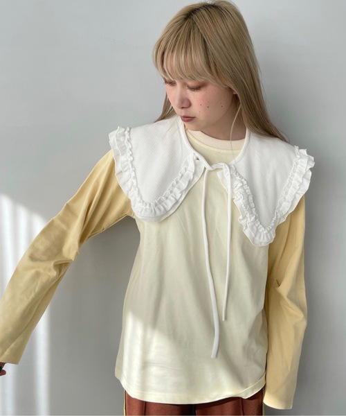 SANSeLF（サンセルフ）の「デザインラグラントップス【SANSeLF】sanw22a072（Tシャツ/カットソー・レディース・ネイビー/ベージュ・FREE）」の8枚目の写真