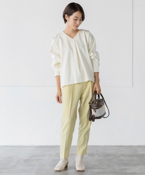 THE SHOP TK （ザ ショップ ティーケー ）の「◆【あったかキレイ/選べるサイズ＆カラー】裏起毛ジョグテーパードパンツ（その他パンツ・レディース・グレー/レモンイエロー/オフホワイト/オレンジ/ブラック/ブルー・10/11/13/12/14）」の8枚目の写真