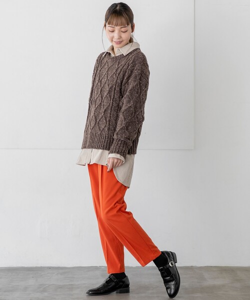 THE SHOP TK （ザ ショップ ティーケー ）の「◆【あったかキレイ/選べるサイズ＆カラー】裏起毛ジョグテーパードパンツ（その他パンツ・レディース・グレー/レモンイエロー/オフホワイト/オレンジ/ブラック/ブルー・10/11/13/12/14）」の18枚目の写真