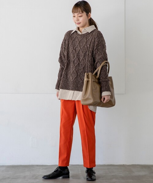 THE SHOP TK （ザ ショップ ティーケー ）の「◆【あったかキレイ/選べるサイズ＆カラー】裏起毛ジョグテーパードパンツ（その他パンツ・レディース・グレー/レモンイエロー/オフホワイト/オレンジ/ブラック/ブルー・10/11/13/12/14）」の14枚目の写真