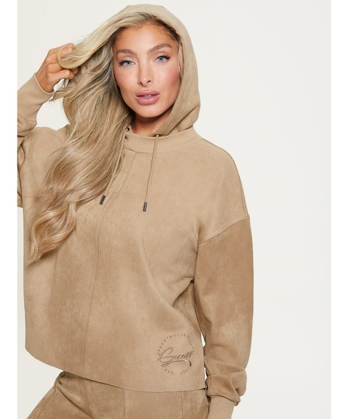 Guess（ゲス）の「Eco Zorina Suede Hoodie パーカー（パーカー・レディース・ベージュ・MEDIUM/SMALL/X-SMALL）」の3枚目の写真