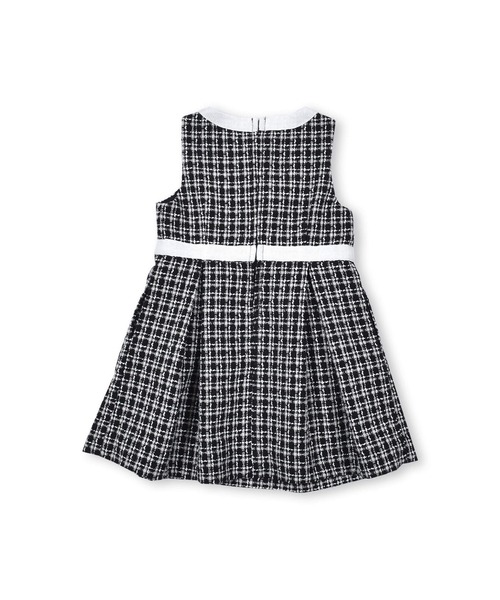 BeBe(ベベ)の「BeBe/【お揃い】ツイードチェックパールボタンジャンパースカート(100~150cm)(ワンピース・キッズ・レッド系その他/ブラック系その他・100/140/130/120/110/150)」の4枚目の写真