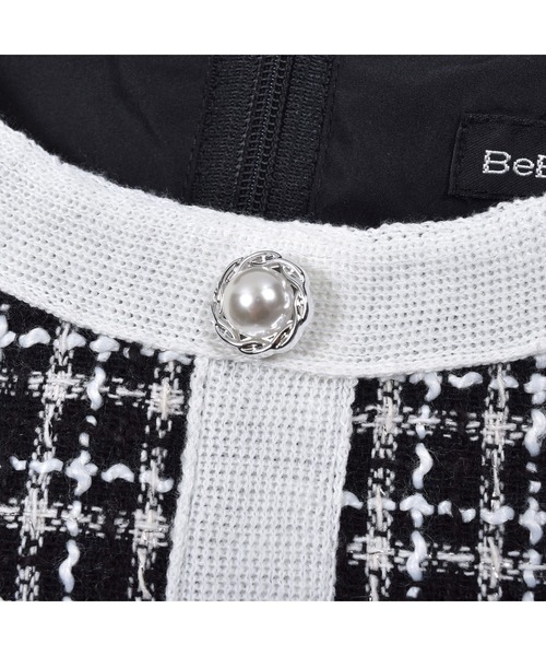 BeBe(ベベ)の「BeBe/【お揃い】ツイードチェックパールボタンジャンパースカート(100~150cm)(ワンピース・キッズ・レッド系その他/ブラック系その他・100/140/130/120/110/150)」の7枚目の写真
