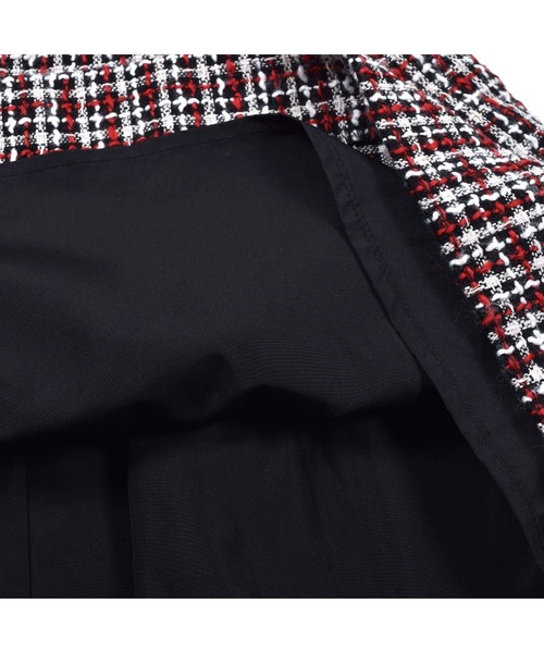 BeBe(ベベ)の「BeBe/【お揃い】ツイードチェックパールボタンジャンパースカート(100~150cm)(ワンピース・キッズ・レッド系その他/ブラック系その他・100/140/130/120/110/150)」の20枚目の写真