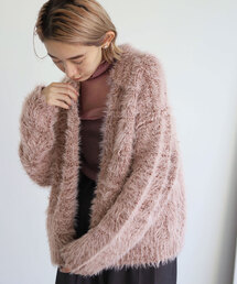 SLOBE citron.シャギーニットポロカーディガン