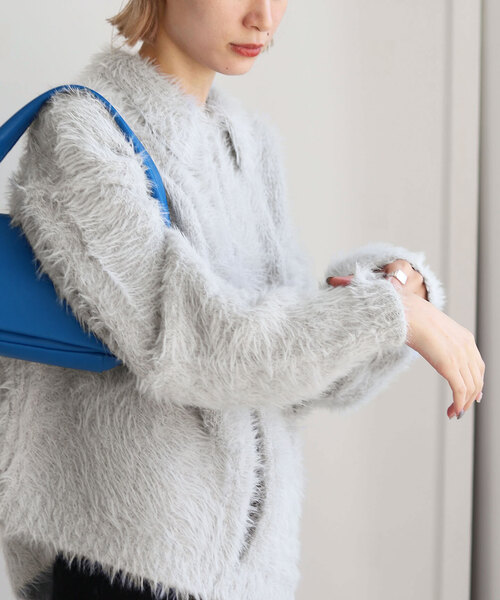 SLOBE citron.(スローブシトロン)の「SLOBE citron.シャギーニットポロカーディガン(ニット/セーター・レディース・グレー/ピンク・FREE)」の13枚目の写真