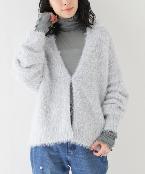 SLOBE citron.(スローブシトロン)の「SLOBE citron.シャギーニットポロカーディガン(ニット/セーター・レディース・グレー/ピンク・FREE)」の8枚目の写真