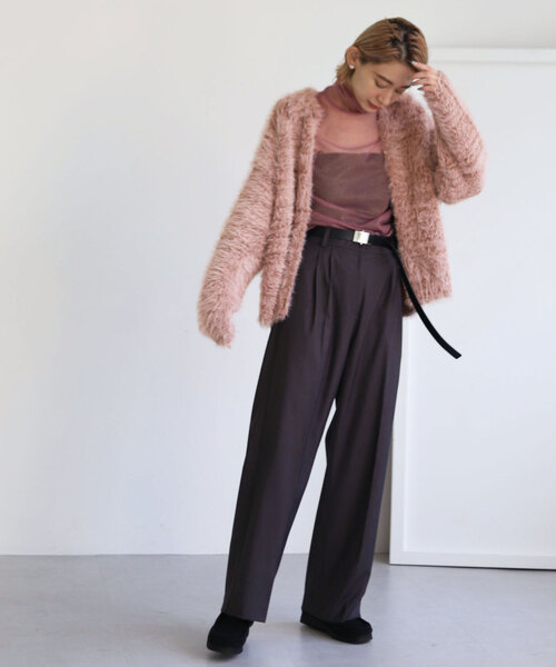 SLOBE citron.(スローブシトロン)の「SLOBE citron.シャギーニットポロカーディガン(ニット/セーター・レディース・グレー/ピンク・FREE)」の18枚目の写真