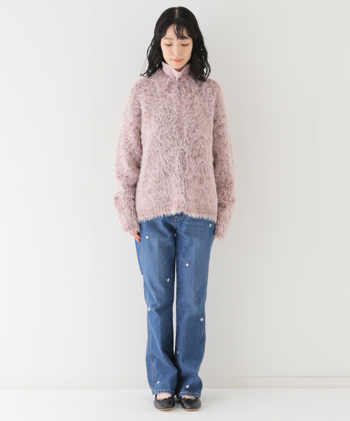 SLOBE citron.(スローブシトロン)の「SLOBE citron.シャギーニットポロカーディガン(ニット/セーター・レディース・グレー/ピンク・FREE)」の19枚目の写真