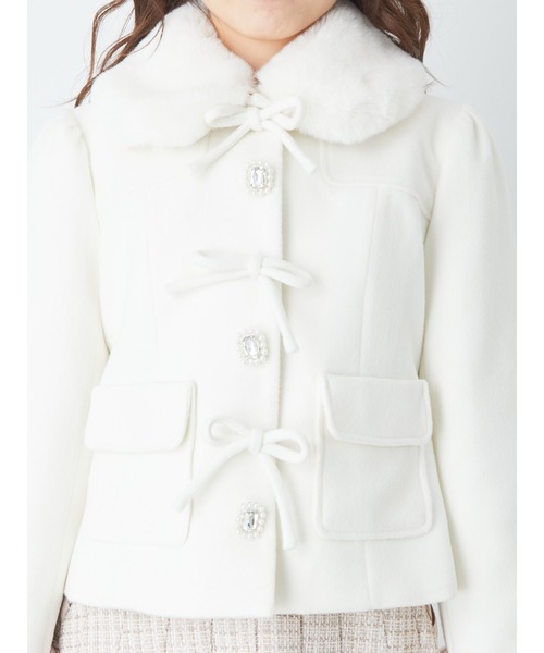 Ank Rouge（アンクルージュ）の「ビジューリボンショートダッフルコート（ダッフルコート・レディース・ピンク/アイボリー/ブラック・M）」の12枚目の写真