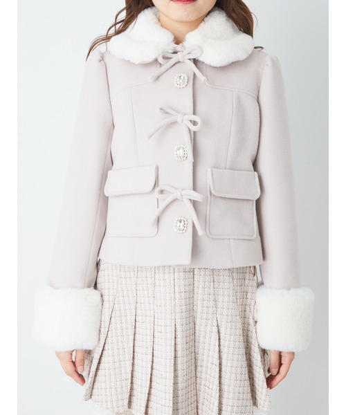 Ank Rouge（アンクルージュ）の「ビジューリボンショートダッフルコート（ダッフルコート・レディース・ピンク/アイボリー/ブラック・M）」の9枚目の写真